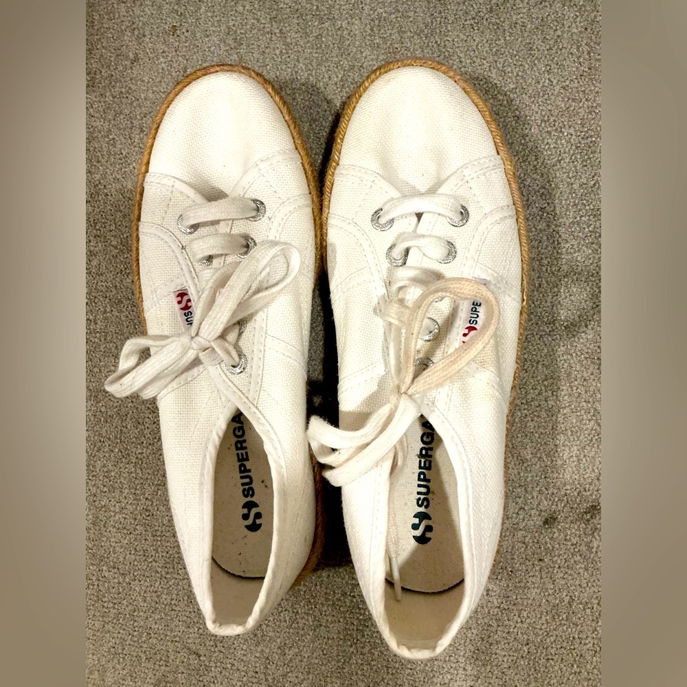 Superga Women's White Canvas Lace-Up Sneakers